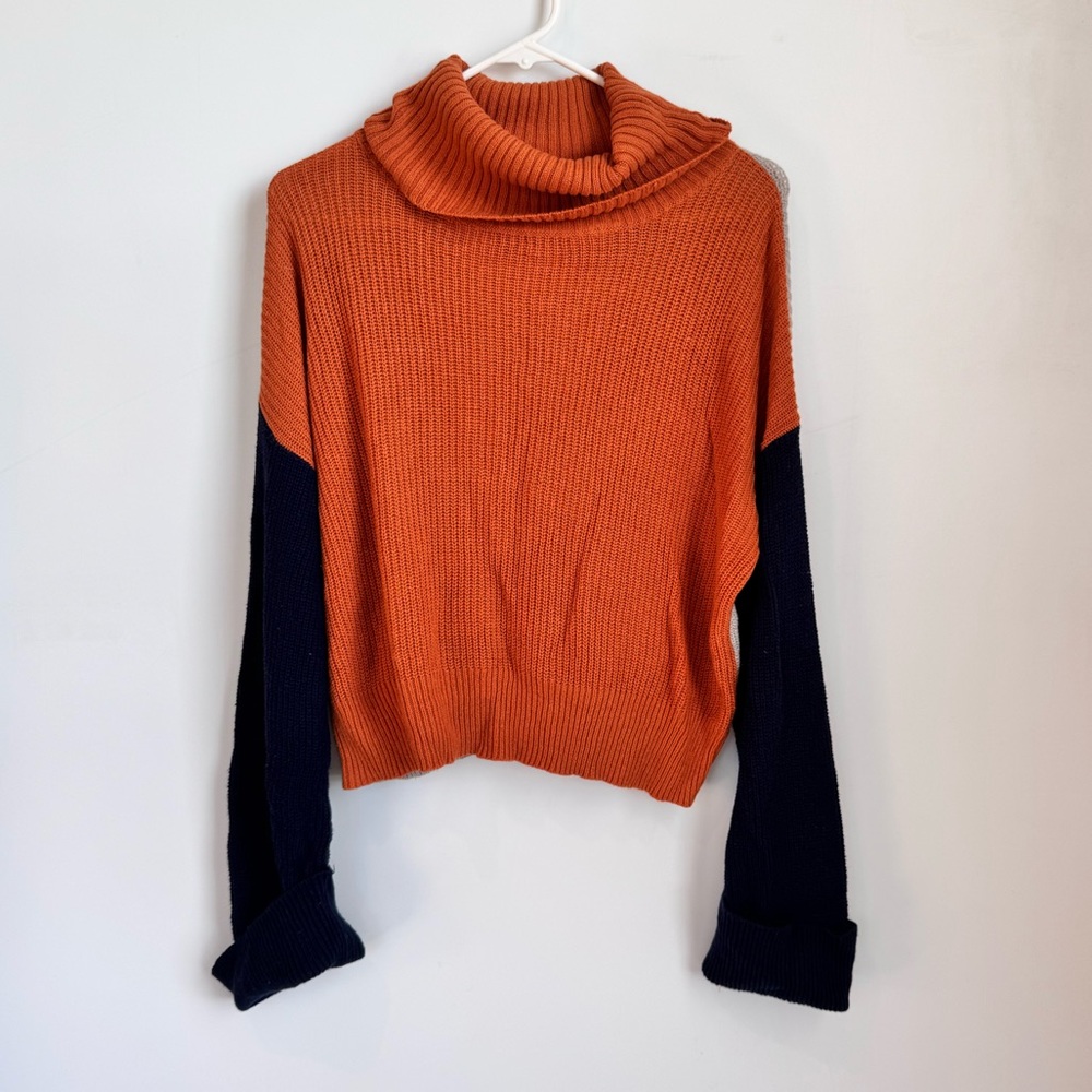 Splendid Color Block Cowl Neck Sweater Size Small